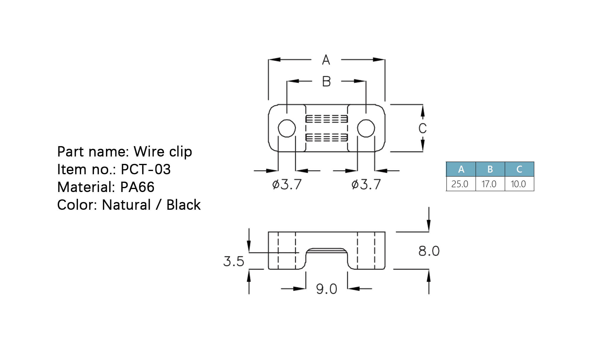 Wire clip PCT-03